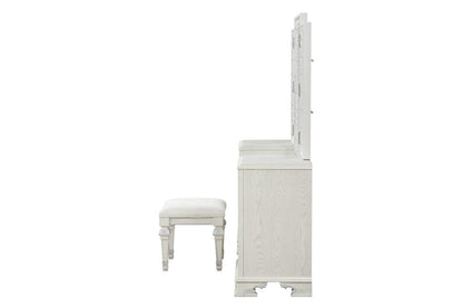 Furniture of America - Stella Mia Vanity Set w/ Stool in Creamy White - FM70000WH-V-SET View 4