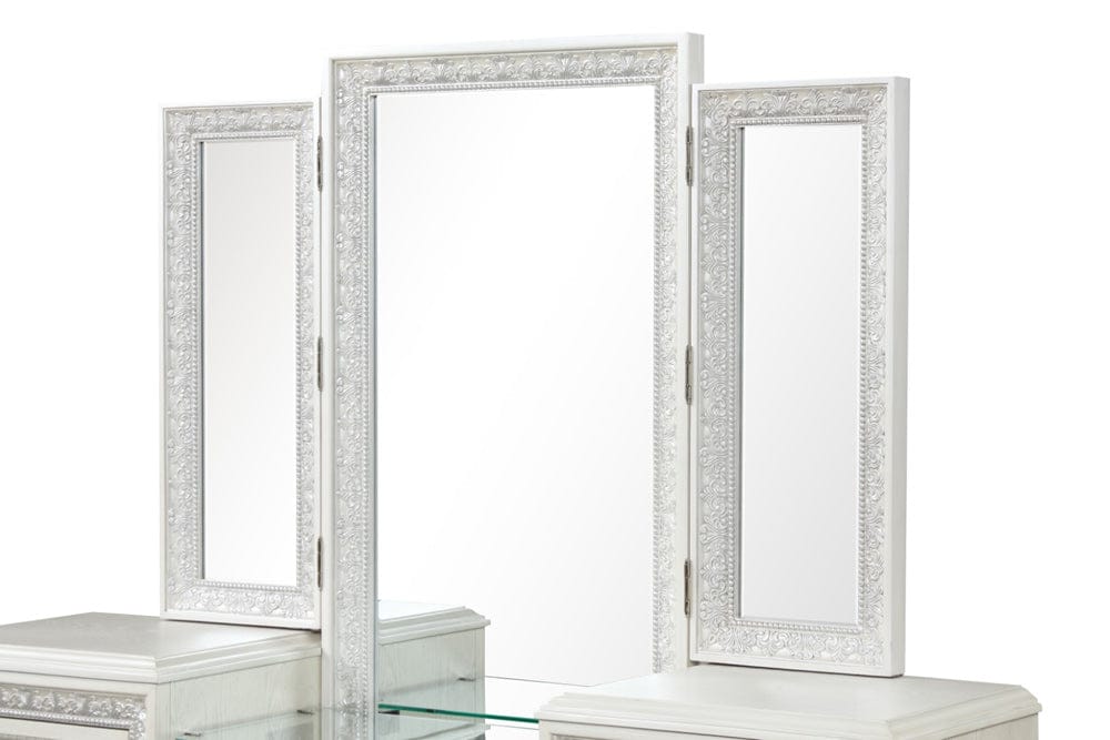 Furniture of America - Stella Mia Vanity Set w/ Stool in Creamy White - FM70000WH-V-SET View 5