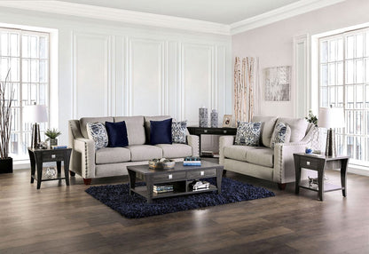 Furniture of America - Stickney Sofa + Loveseat in Light Gray/Navy - SM6441-2PC View 1