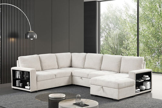 Furniture of America - Stockwell Sleeper Sofa Sectional in Beige - FM6966BG-SECT View 1