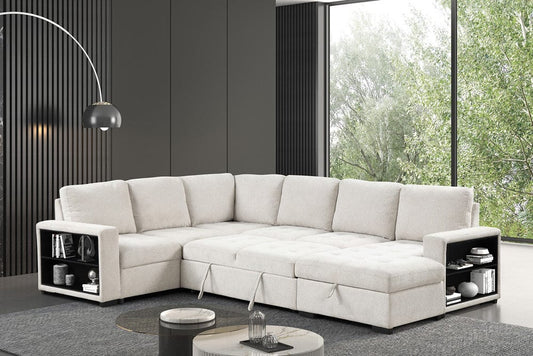 Furniture of America - Stockwell Sleeper Sofa Sectional in Beige - FM6966BG-SECT View 2