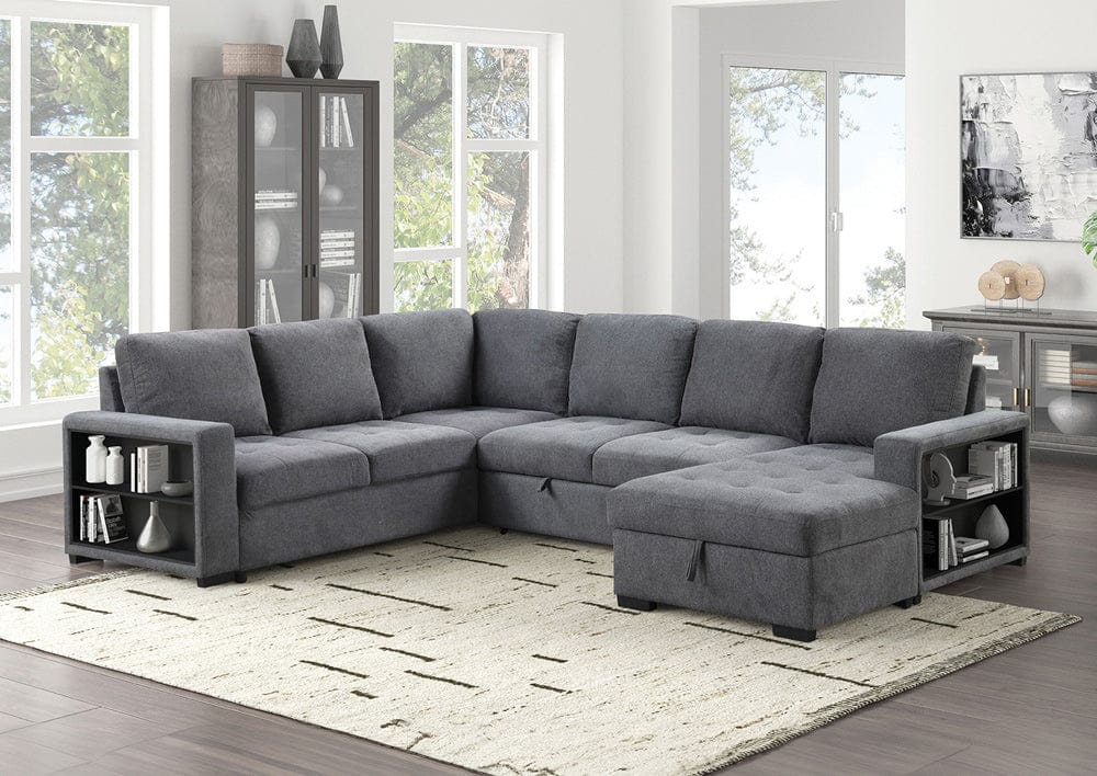 Furniture of America - Stockwell Sleeper Sofa Sectional in Dark Gray - FM6966DG-SECT View 1