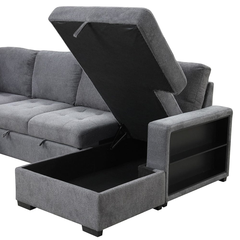 Furniture of America - Stockwell Sleeper Sofa Sectional in Dark Gray - FM6966DG-SECT View 4