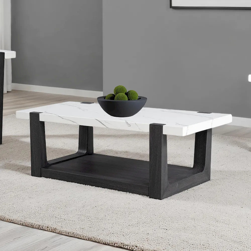 Furniture of America - Sundbry - Coffee Table, White/Black - FM44010BK-C view 1
