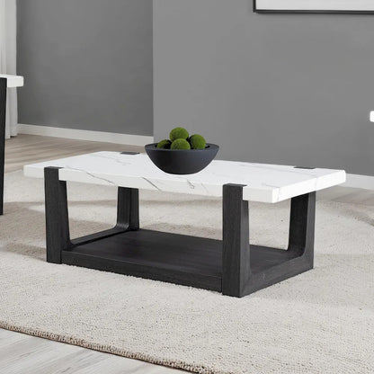 Furniture of America - Sundbry - Coffee Table, White/Black - FM44010BK-C view 1