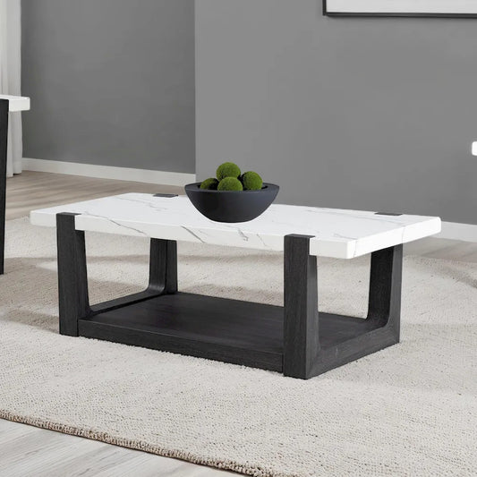 Furniture of America - Sundbry - Coffee Table, White/Black - FM44010BK-C view 1