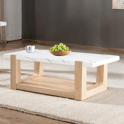 Furniture of America - Sundbry - Coffee Table, White/Natural - FM44010NT-C view 1
