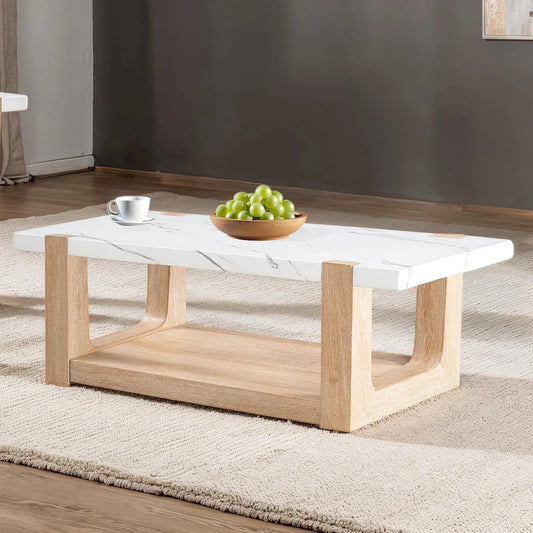 Furniture of America - Sundbry - Coffee Table, White/Natural - FM44010NT-C view 1