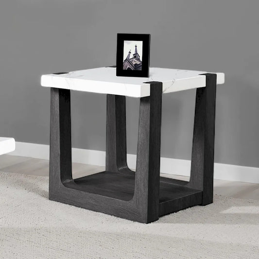Furniture of America - Sundbry - End Table, White/Black - FM44010BK-E view 1