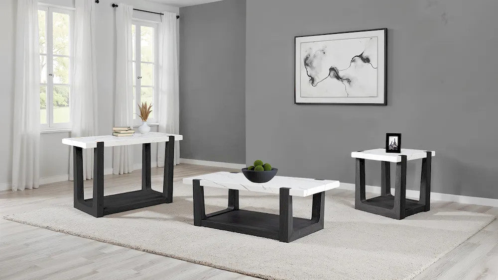 Furniture of America - Sundbry - Sofa Table, White/Black - FM44010BK-S view 2