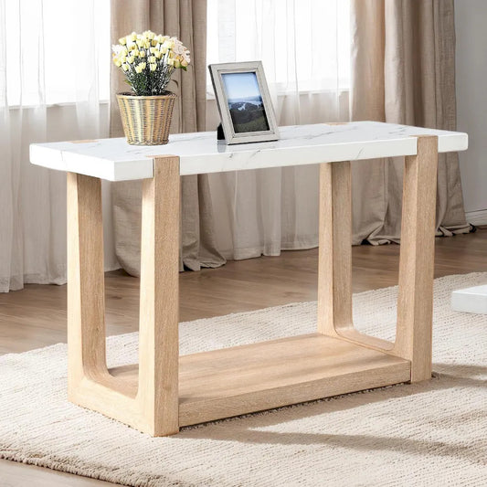 Furniture of America - Sundbry - Sofa Table, White/Natural - FM44010NT-S view 1