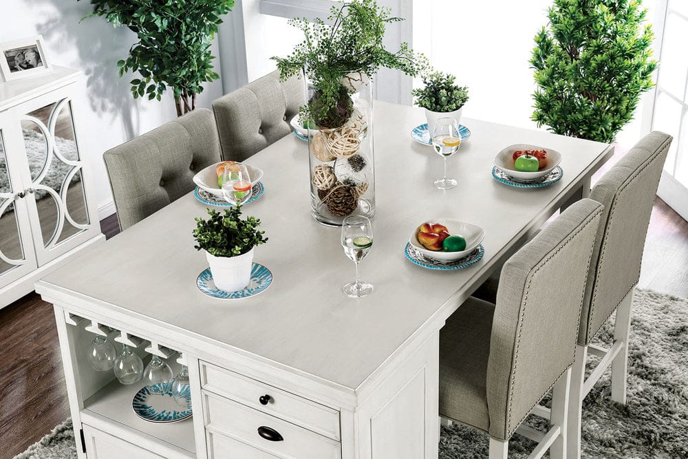 Furniture of America - Sutton Counter Ht. Table in Antique White - CM3390PT-TABLE View 5