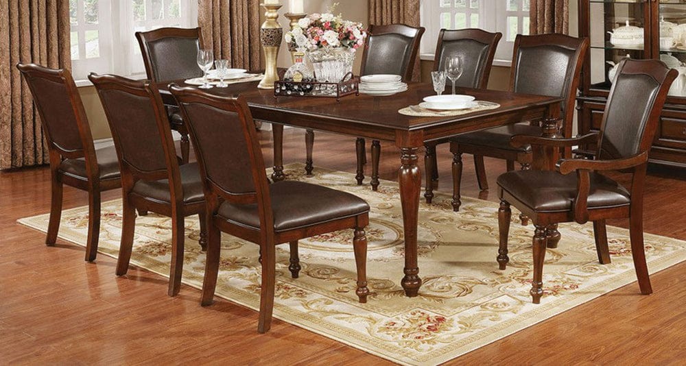 Furniture of America - Sylvana 9 Pc. Dining Table Set (2AC+6SC) in Brown Cherry/Espresso - CM3453T-9PC View 1
