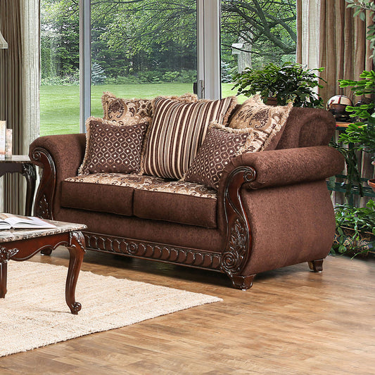 Furniture of America - Tabitha Loveseat in Brown/Gold - SM6109-LV View 1