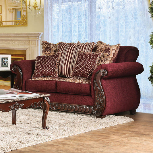 Furniture of America - Tabitha Loveseat in Wine/Gold - SM6110-LV View 1