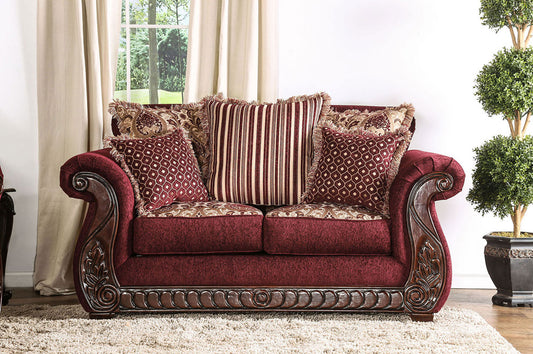 Furniture of America - Tabitha Loveseat in Wine/Gold - SM6110-LV View 2