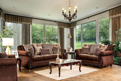 Furniture of America - Tabitha Sofa + Loveseat in Brown/Gold - SM6109-2PC View 1