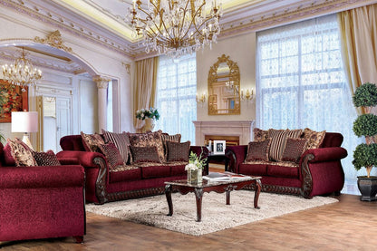 Furniture of America - Tabitha Sofa + Loveseat in Wine/Gold - SM6110-2PC View 1