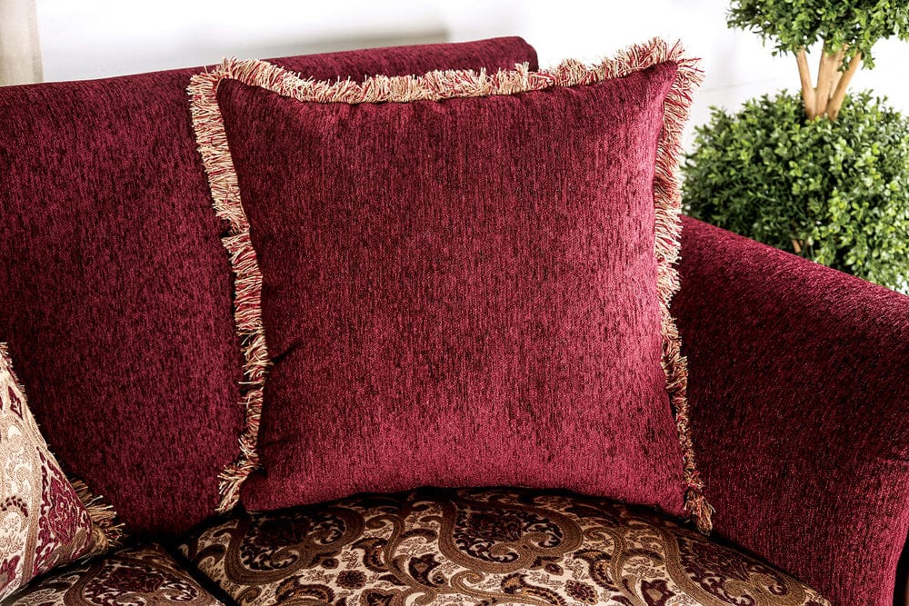 Furniture of America - Tabitha Sofa + Loveseat in Wine/Gold - SM6110-2PC View 2