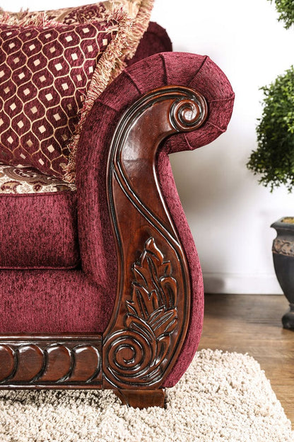 Furniture of America - Tabitha Sofa + Loveseat in Wine/Gold - SM6110-2PC View 3