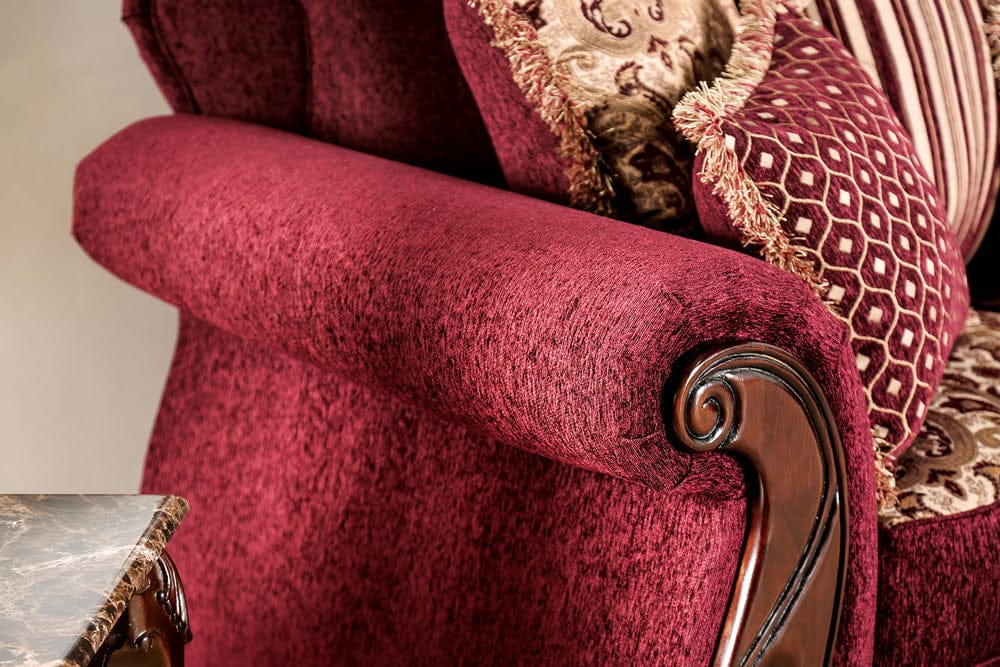 Furniture of America - Tabitha Sofa + Loveseat in Wine/Gold - SM6110-2PC View 4
