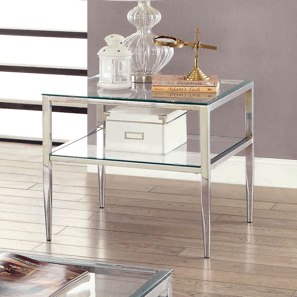 Furniture of America - Tanika End Table in Chrome - CM4162CRM-E-PK View 1