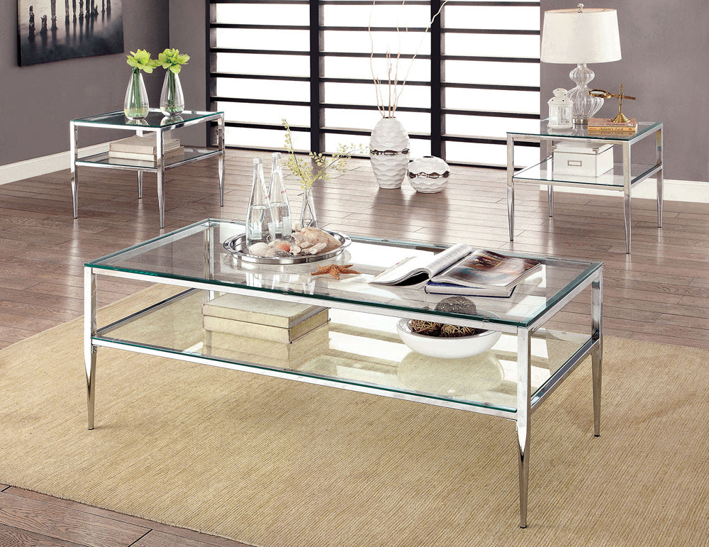 Furniture of America - Tanika End Table in Chrome - CM4162CRM-E-PK View 2
