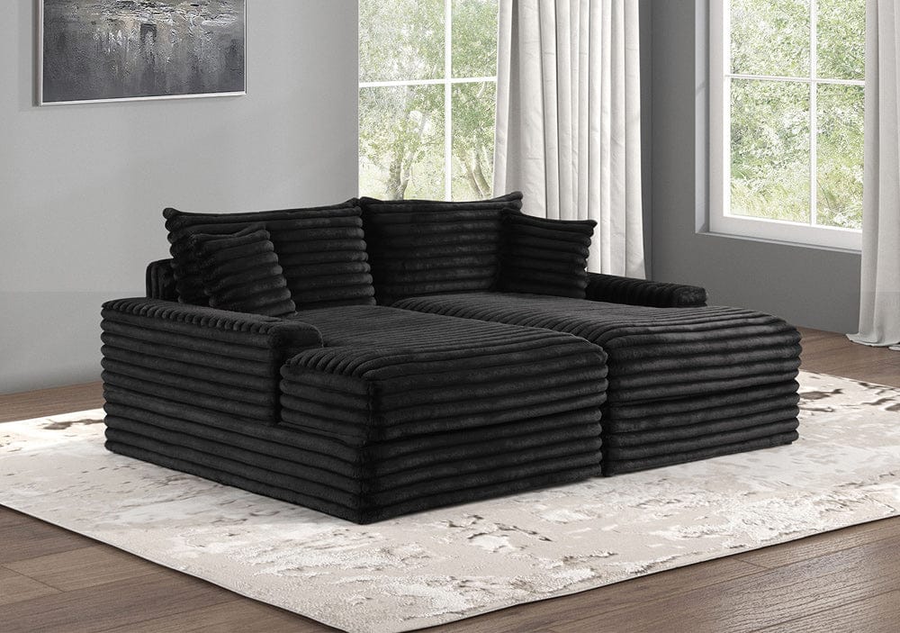 Furniture of America - Tavedestrand Double Chaise Sofa in Black - FM6900BK-PK View 1