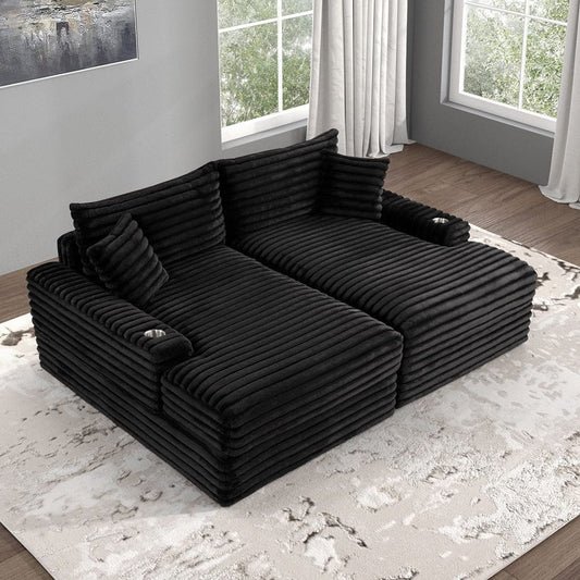 Furniture of America - Tavedestrand Double Chaise Sofa in Black - FM6900BK-PK View 2