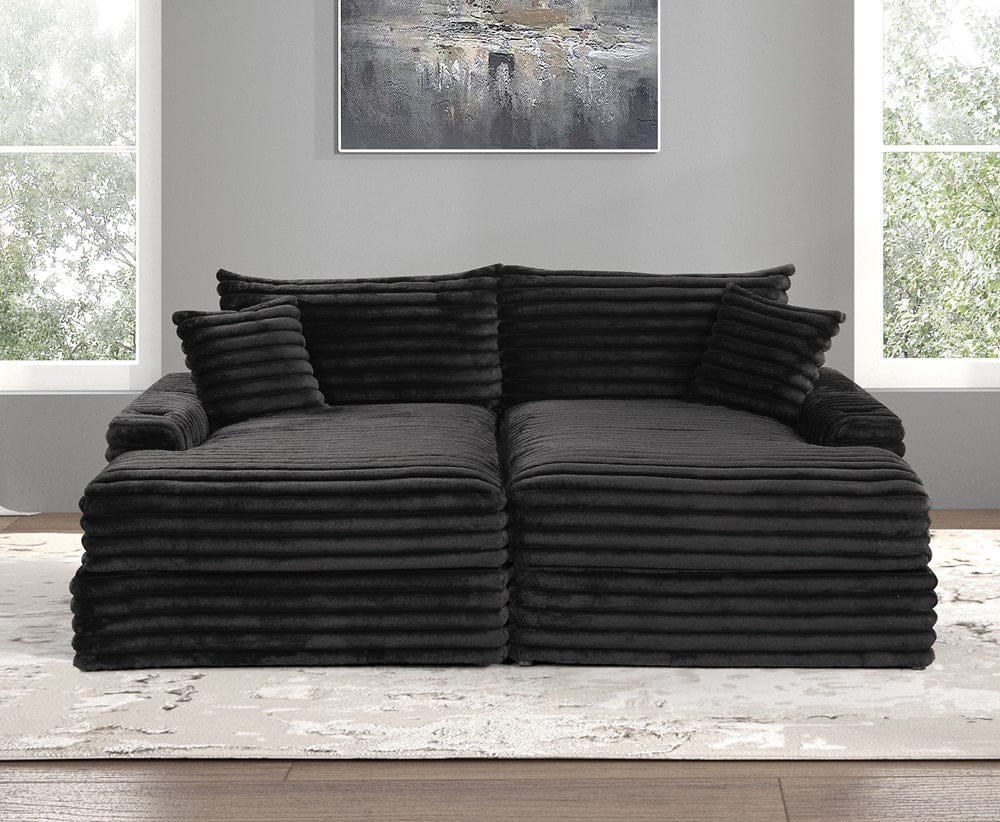 Furniture of America - Tavedestrand Double Chaise Sofa in Black - FM6900BK-PK View 3