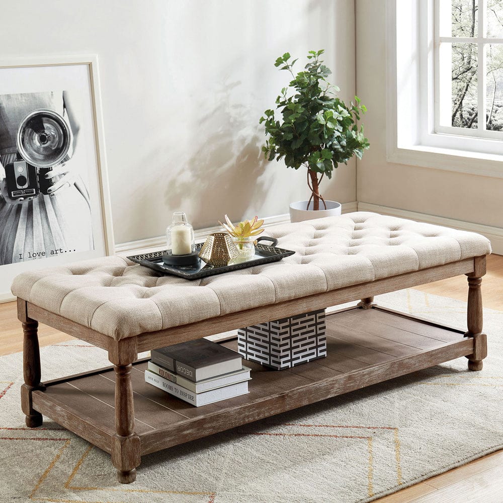 Furniture of America - Tayah Bench in Beige - CM-BN5665BG View 1