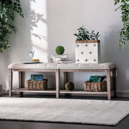 Furniture of America - Tayah Bench in Beige - CM-BN5666BG View 1