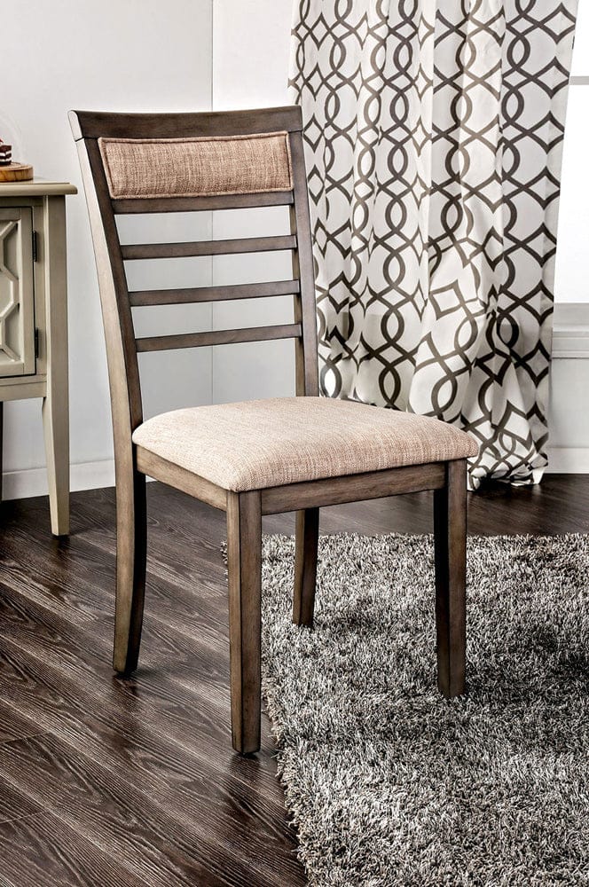 Furniture of America - Taylah 7 Pc. Dining Table Set in Weathered Gray/Beige - CM3607T-7PK View 4