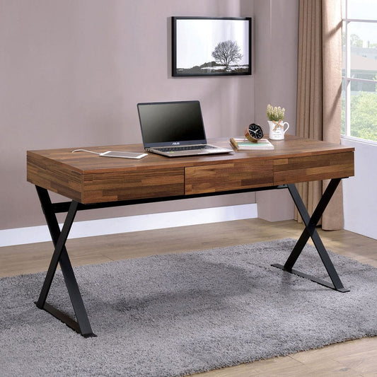 Furniture of America - Tensed Writing Desk in Walnut/Sand Black - CM-DK807 View 1