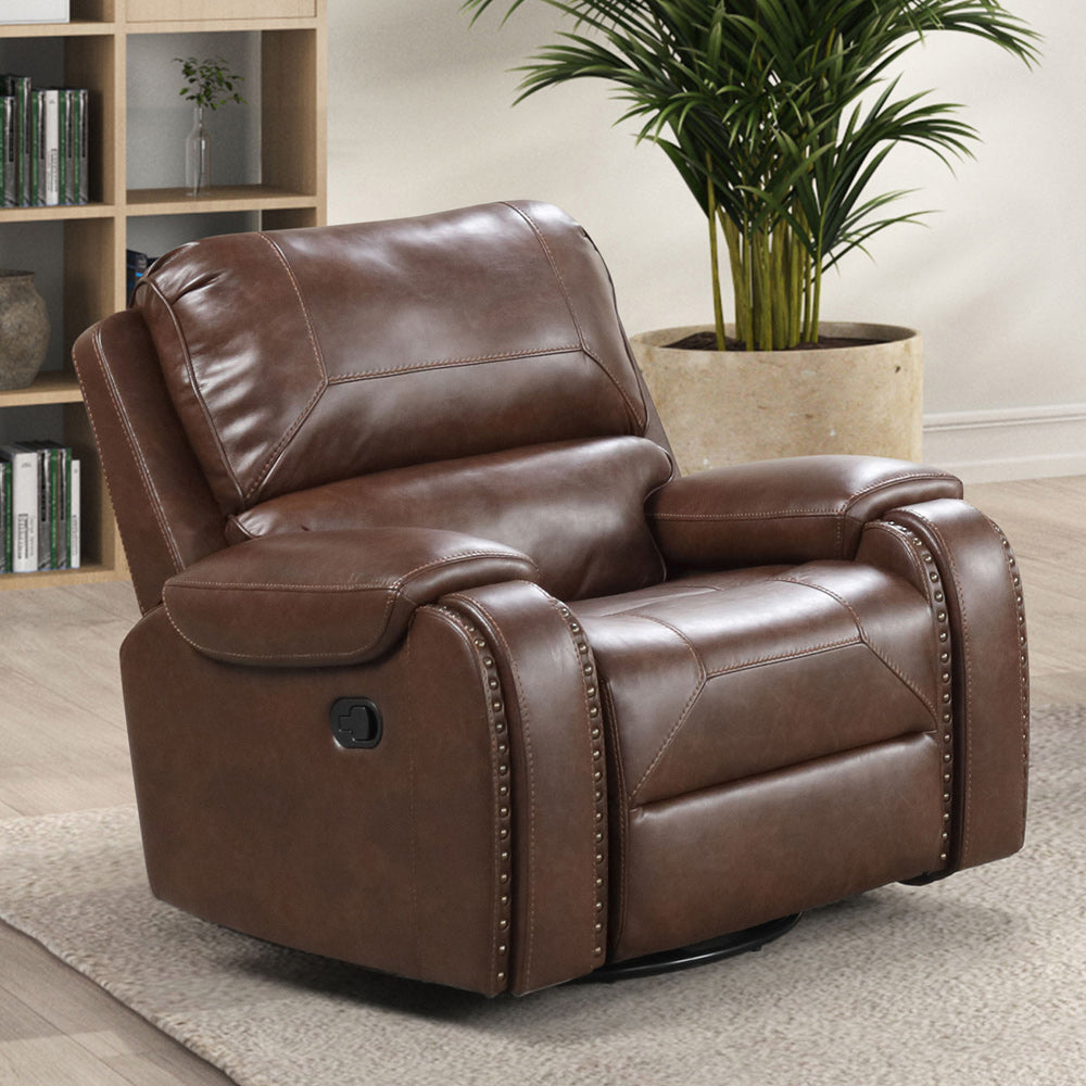 Furniture of America - Tepic Manual Single Recliner w/ Glider And  Swivel in Brown - TM6012BR-CH View 1