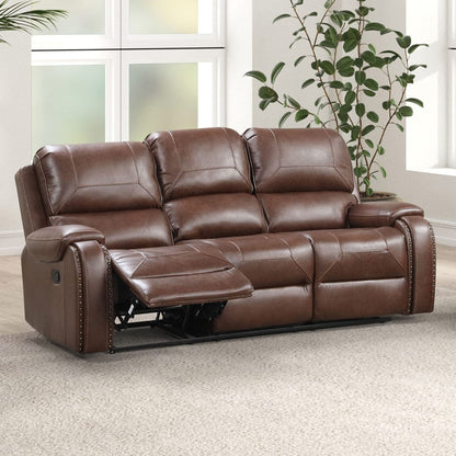 Furniture of America - Tepic Manual Sofa w/ Drop Down Table w/ Usb Charging (Metal Cup) in Brown - TM6012BR-SF View 1