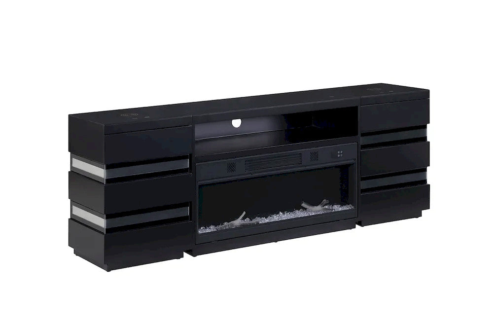 Furniture of America - Terni - TV Stand w/ Fireplace & 2 Side Tables - Black - FM-AC8024BK-TV-SET view 4