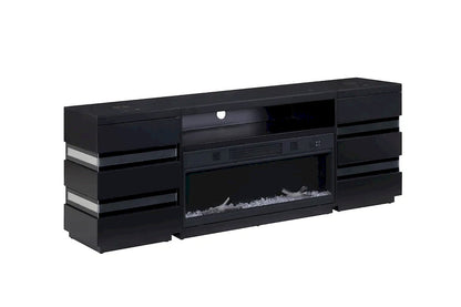 Furniture of America - Terni - TV Stand w/ Fireplace & 2 Side Tables - Black - FM-AC8024BK-TV-SET view 4