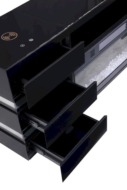 Furniture of America - Terni - TV Stand w/ Fireplace & 2 Side Tables - Black - FM-AC8024BK-TV-SET view 7