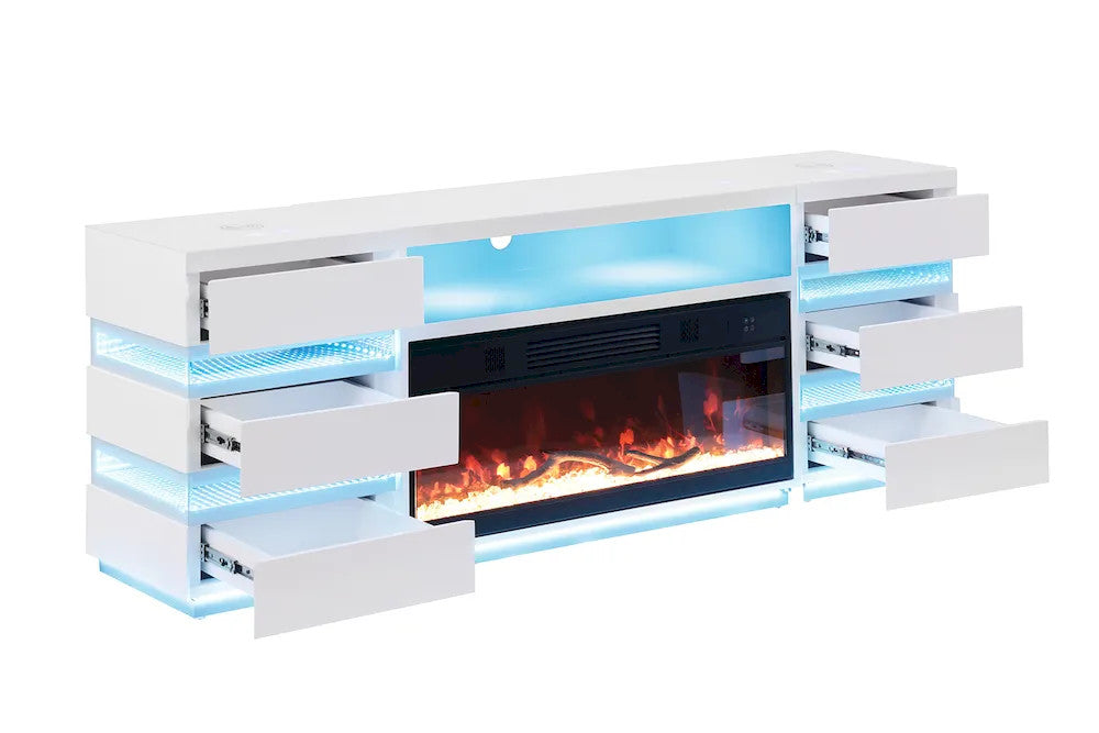 Furniture of America - Terni - TV Stand w/ Fireplace & 2 Side Tables - White - FM-AC8024WH-TV-SET view 3