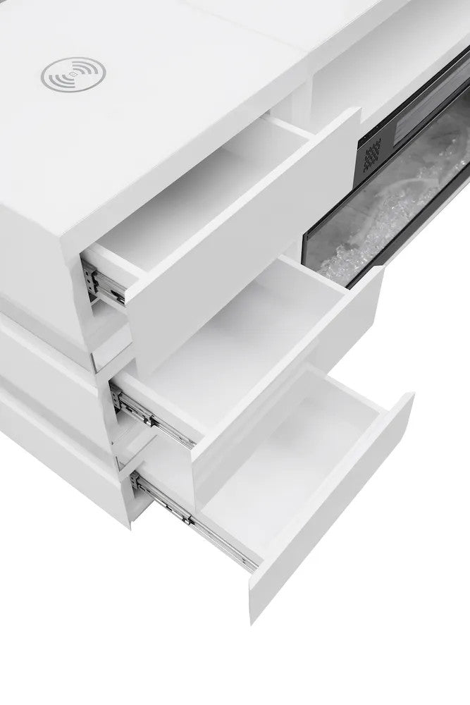 Furniture of America - Terni - TV Stand w/ Fireplace & 2 Side Tables - White - FM-AC8024WH-TV-SET view 5