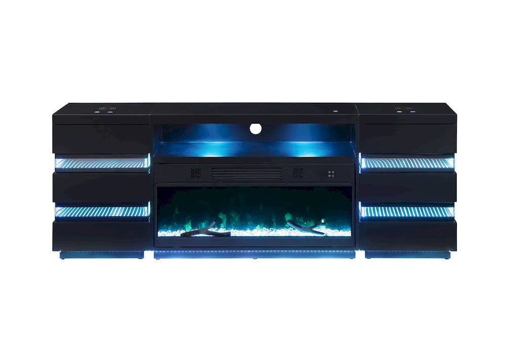 Furniture of America - Terni - TV Stand w/ Fireplace - Black - FM-AC8024BK-TV view 3