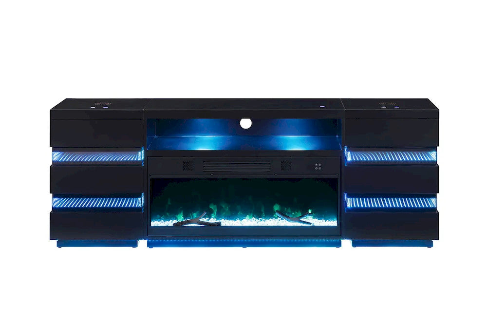 Furniture of America - Terni - TV Stand w/ Fireplace - Black - FM-AC8024BK-TV view 4