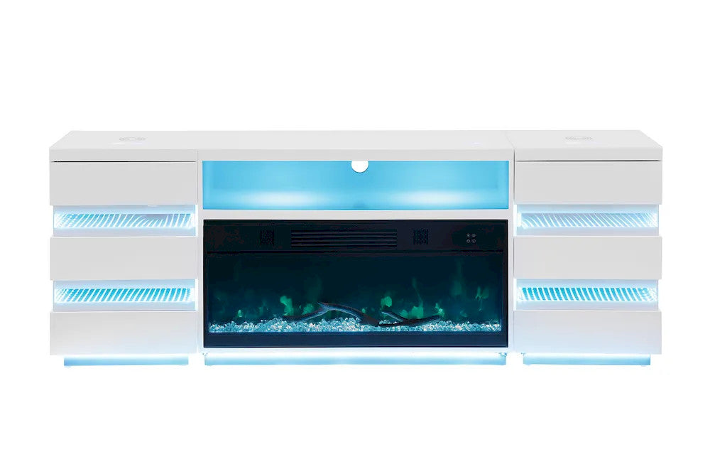 Furniture of America - Terni - TV Stand w/ Fireplace - White - FM-AC8024WH-TV view 4