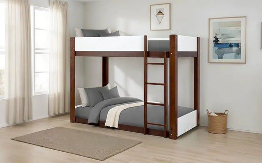 Furniture of America - Terri - Twin/Twin Bunk Bed - White/Dark Cherry - FM-BK204CH-T-BED view 1