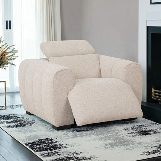 Furniture of America - Thaddea Power Recliner in Wide Round Track Arms w/ Pillow Top - CM9934WH-CH-PM View 1