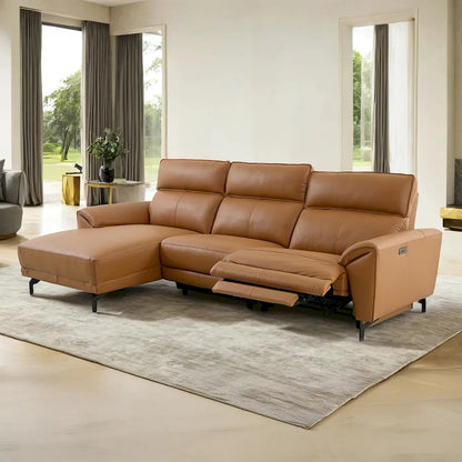 Furniture of America - Themis - Power Sectional, Left Chaise, Brown Clay - CM9937BR-SECT-PM-L view 1
