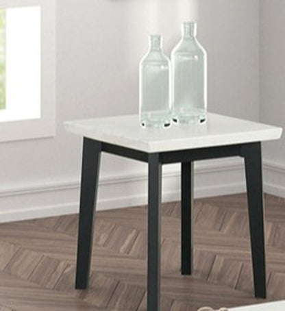 Furniture of America - Thisted Square Marble End Table in White/Black - FM44002WH-SE View 1