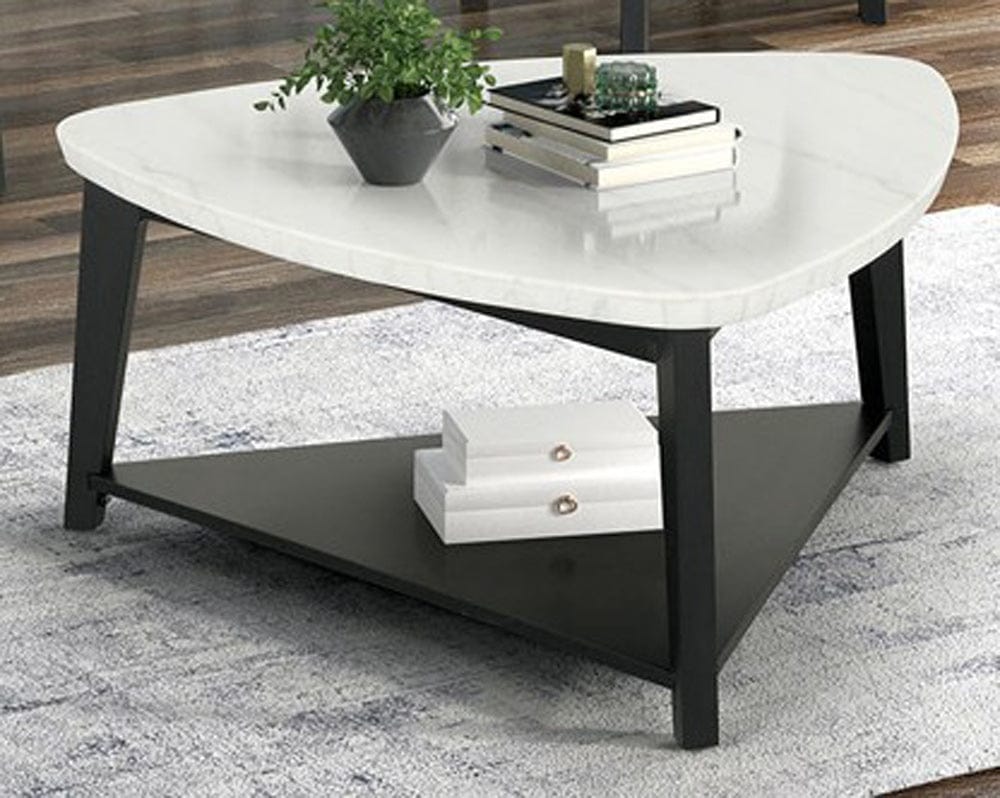 Furniture of America - Thisted Triangle Marble Coffee Table in White/Black - FM44002WH-CT View 1