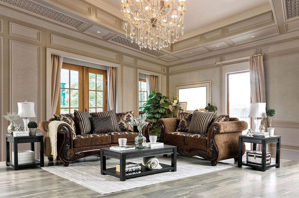 Furniture of America - Tilde Sofa + Loveseat in Brown/Dark Walnut - SM6430-2PC View 1